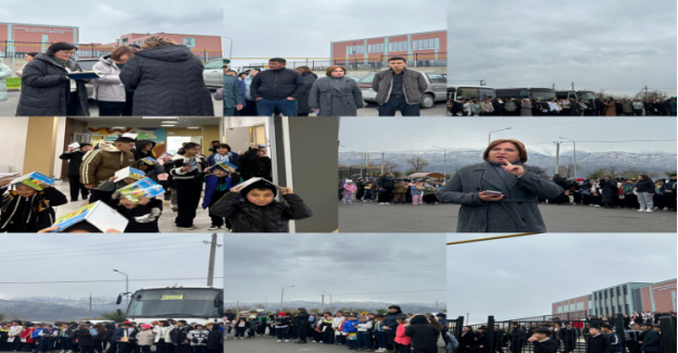 1-11 сынып оқушылары және мұғалімдерге арналған эвакуациялық оқу - жаттығу өткізілді. Төтенше жағдай орын алған кезде мектеп ғимаратынан шығу жағдайлары мен шығу жолдары практикалық жаттығу барысында оқушылар ,техникалақ қызметкерлер 2 минут уақытта